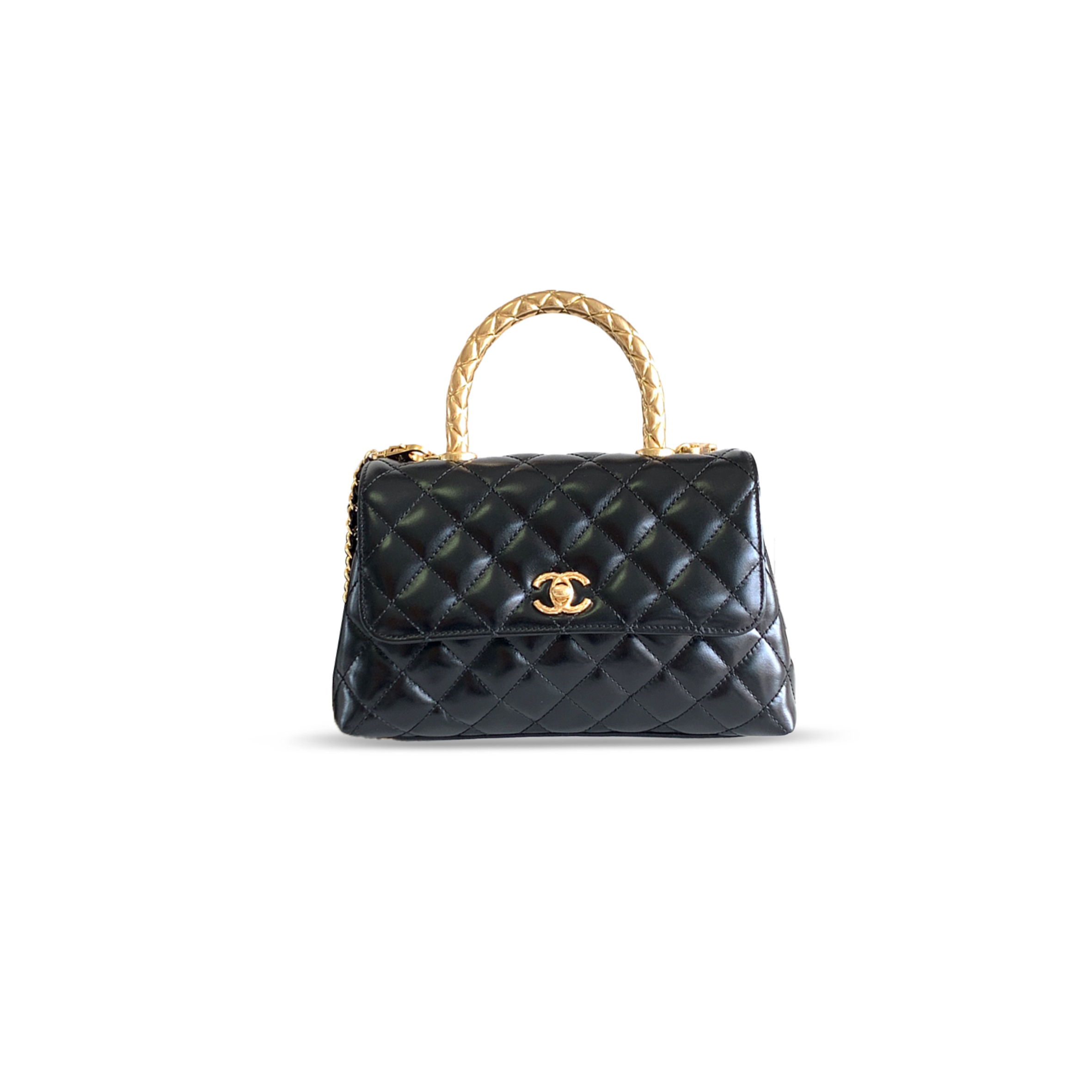 CHANEL 24A CALFSKIN QUILTED TOP HANDLE FLAP BAG 282657 (23*14*8cm)
